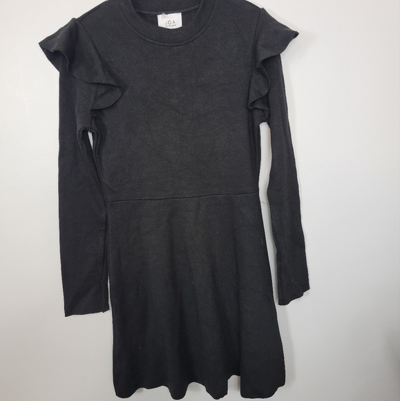 Large JOA Black Ruffle Dress Wool Blend - Picture 1 of 8